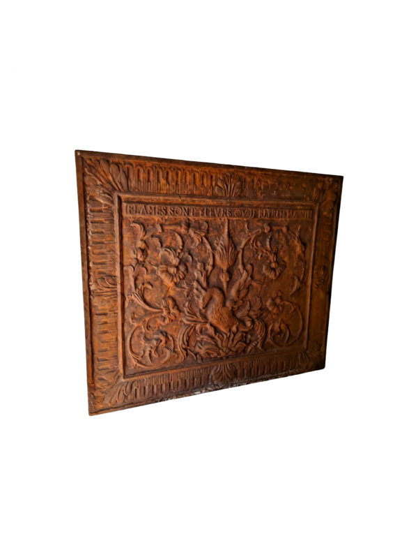 French Vintage Cast Iron Fireplace Plaque - 44" x 37"
