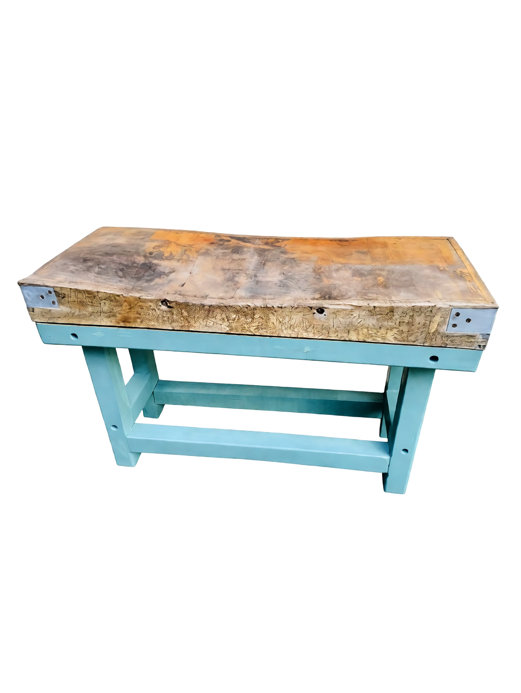Mid-Century French Wooden Butcher Block Table - 59" - Image 4