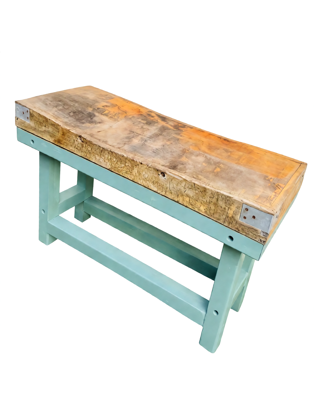 Mid-Century French Wooden Butcher Block Table - 59" - Image 5