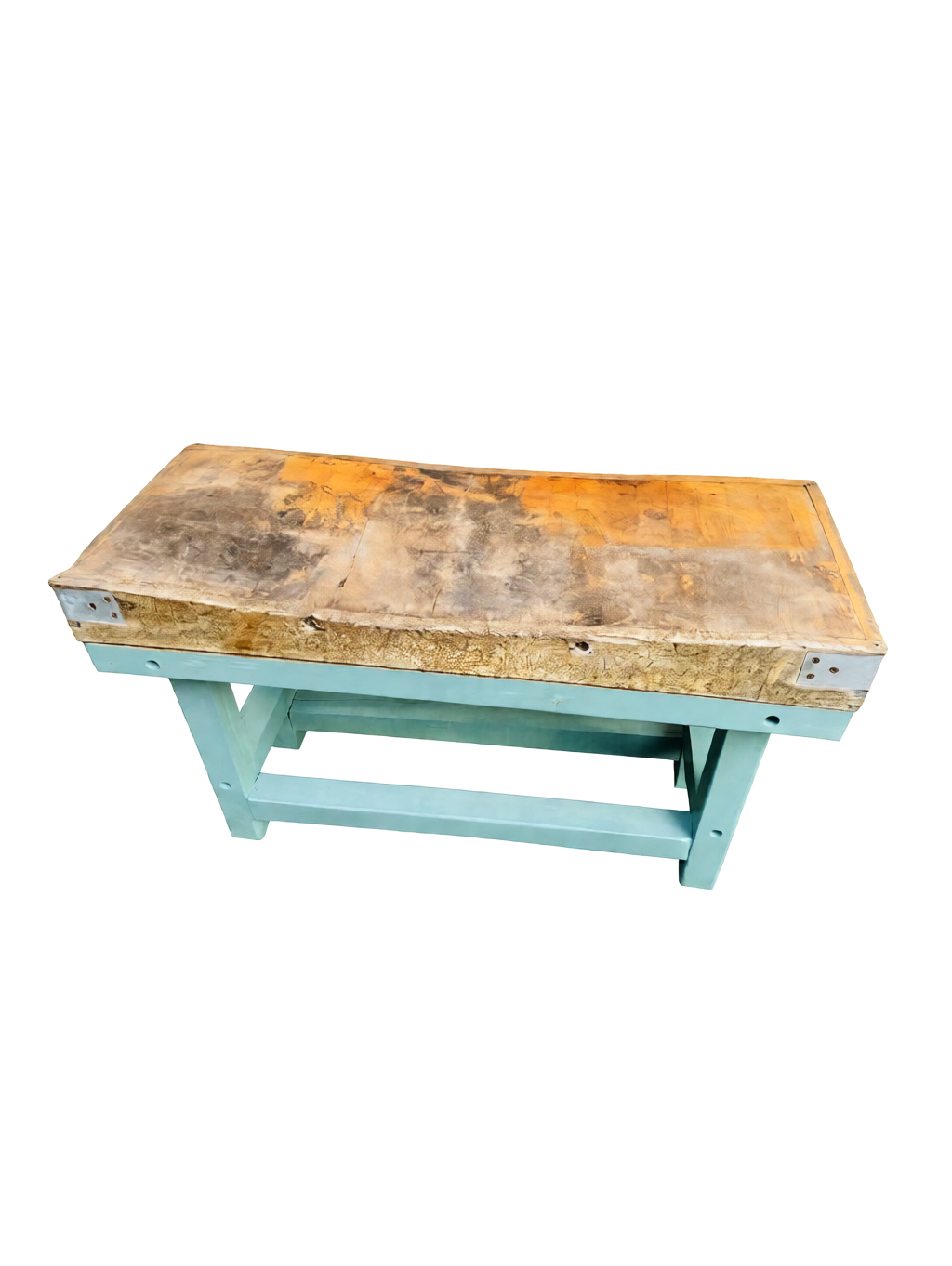 Mid-Century French Wooden Butcher Block Table - 59" - Image 6