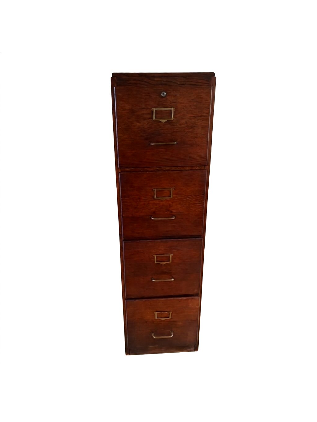 Early 20th-Century French Industrial Solid Oak File Cabinet with Brass Hardware – 54¼" - Image 10