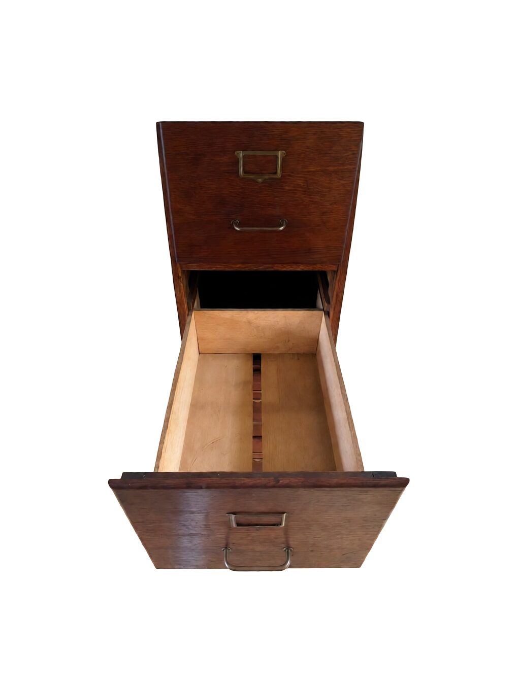 Early 20th-Century French Industrial Solid Oak File Cabinet with Brass Hardware – 54¼" - Image 4