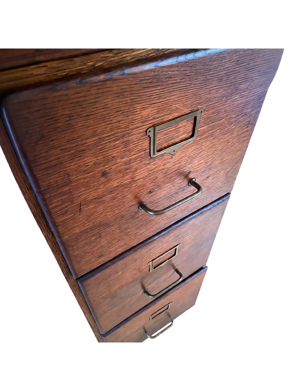 Early 20th-Century French Industrial Solid Oak File Cabinet with Brass Hardware – 54¼" - Image 6