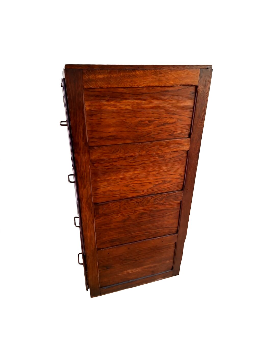 Early 20th-Century French Industrial Solid Oak File Cabinet with Brass Hardware – 54¼" - Image 9