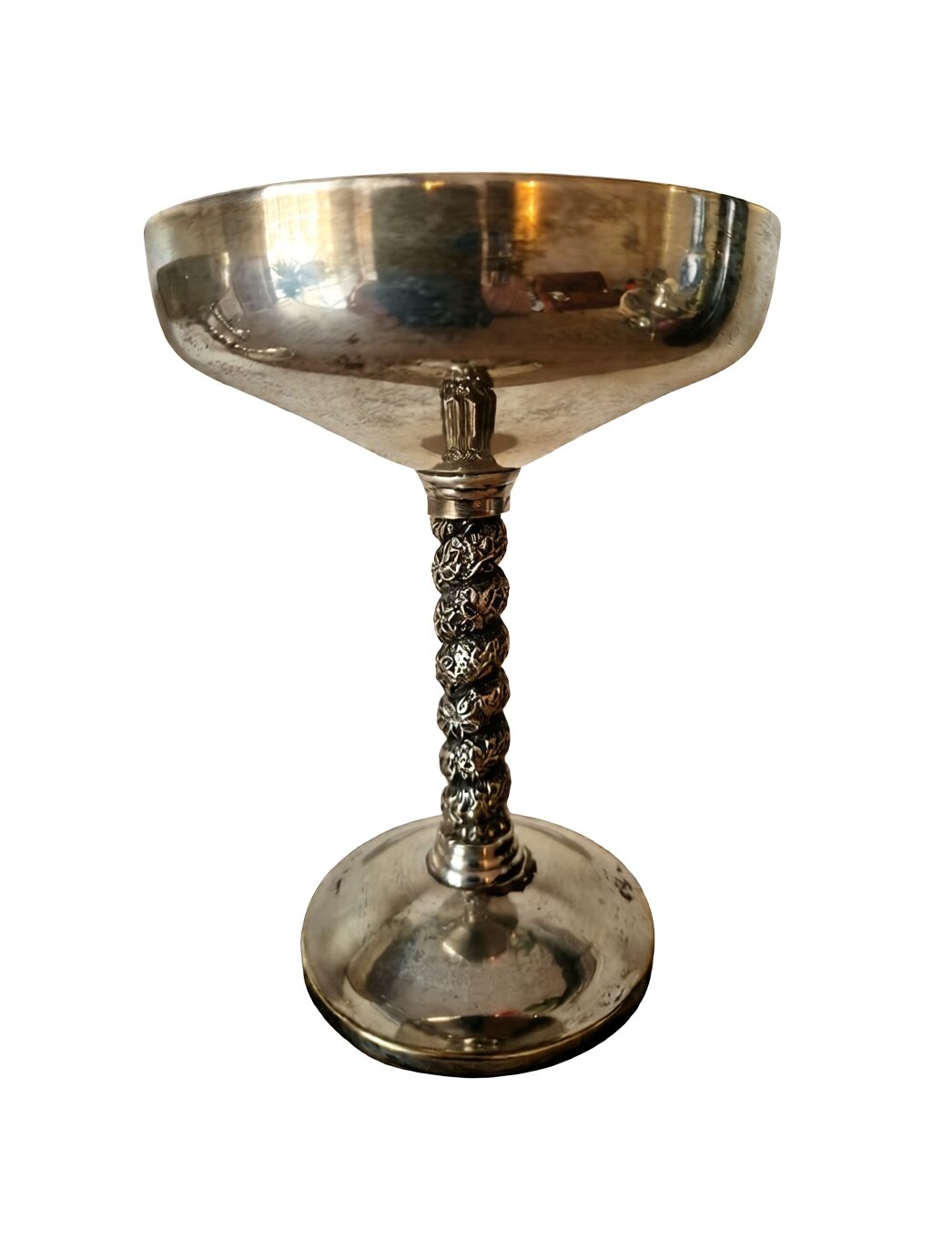 Mid-20th Century Spanish Industrial Renaissance Revival Silverplate on Brass Dessert Coupes – 5½" H - Image 11