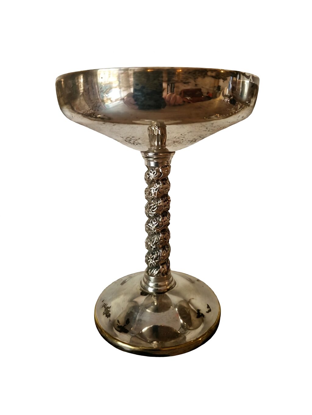 Mid-20th Century Spanish Industrial Renaissance Revival Silverplate on Brass Dessert Coupes – 5½" H - Image 9
