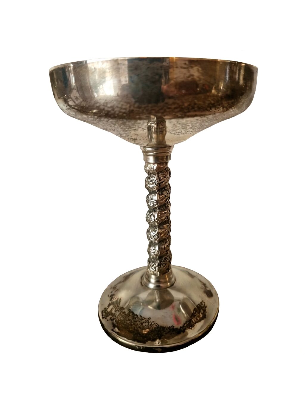 Mid-20th Century Spanish Industrial Renaissance Revival Silverplate on Brass Dessert Coupes – 5½" H - Image 10