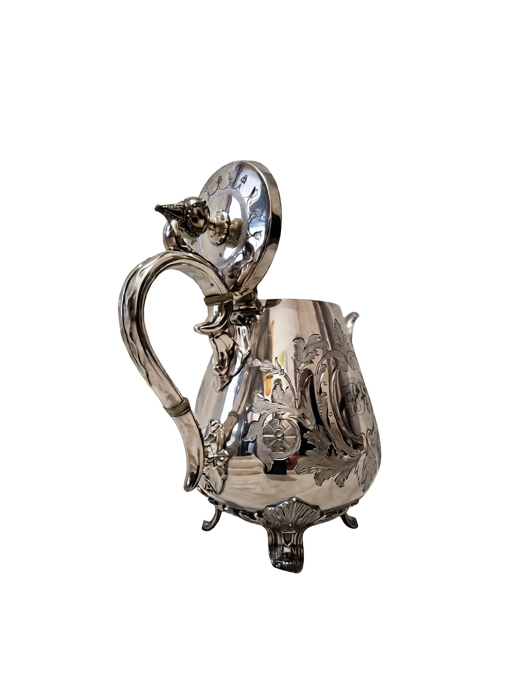 Late 19th-Century French Second Empire Silver-Plated Metal Teapot with Rocaille Foliate Decoration - 8¼" - Image 4