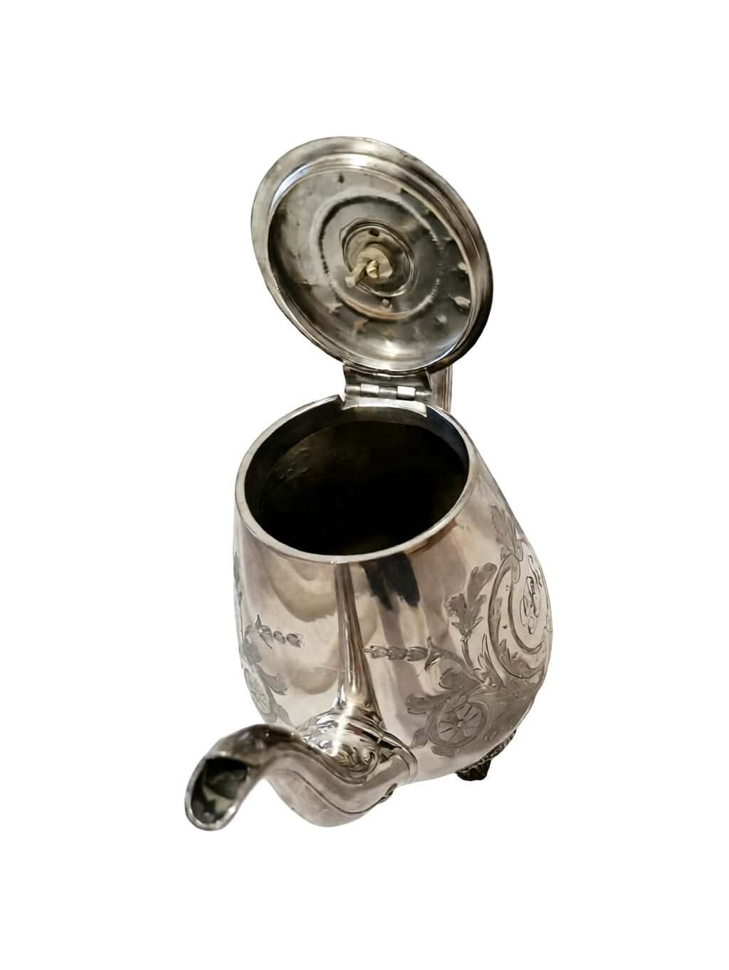 Late 19th-Century French Second Empire Silver-Plated Metal Teapot with Rocaille Foliate Decoration - 8¼" - Image 8