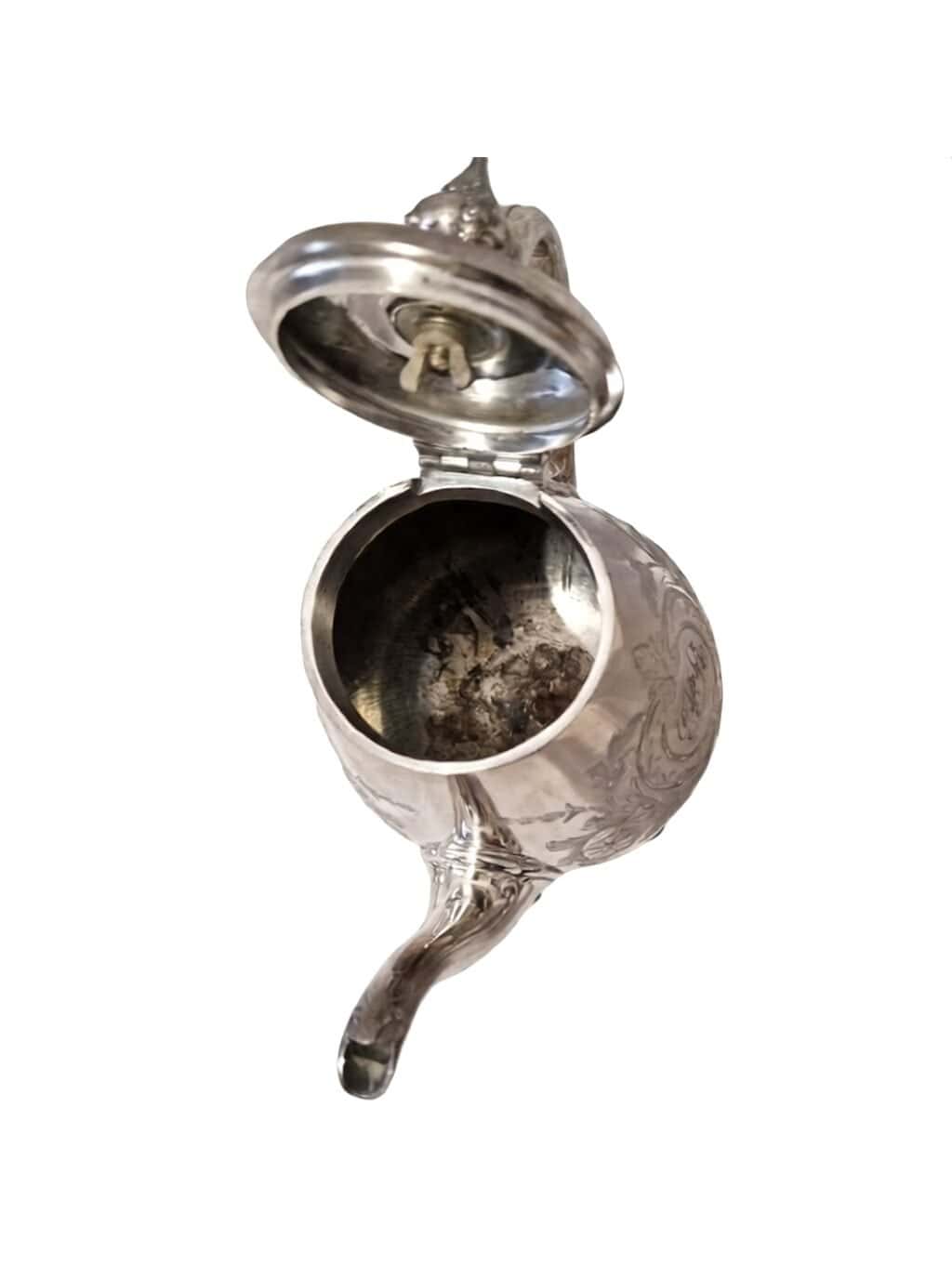 Late 19th-Century French Second Empire Silver-Plated Metal Teapot with Rocaille Foliate Decoration - 8¼" - Image 9