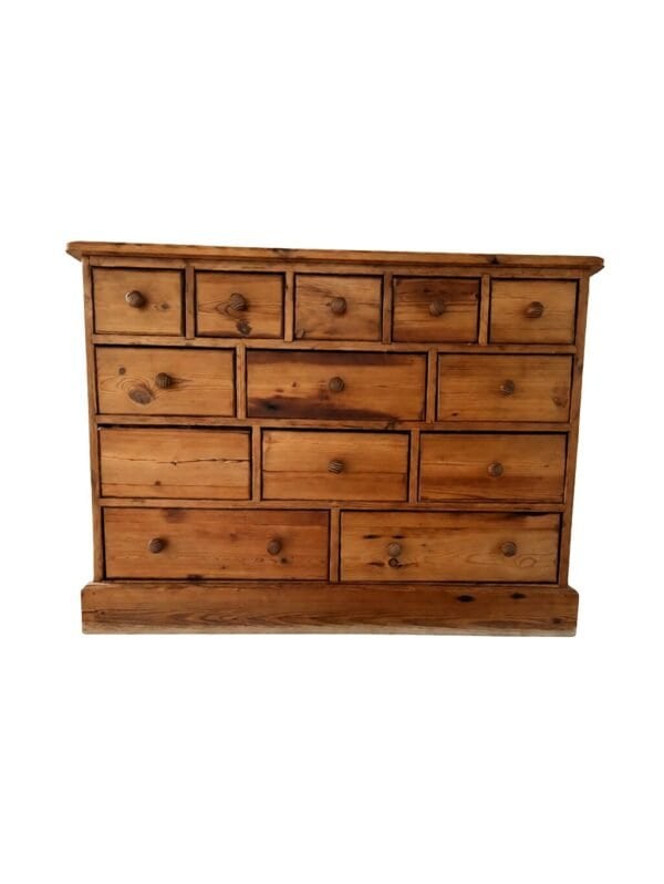 Late 19th/Early 20th-Century French Rustic Pine Commode with Thirteen Drawers - 47¼"