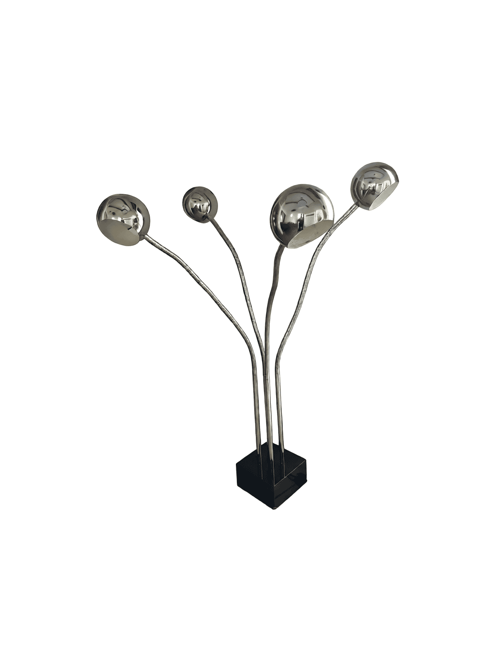Mid-1970s French Space Age Chromed Metal and Lacquered Wood Floor Lamp - 63” - Image 3