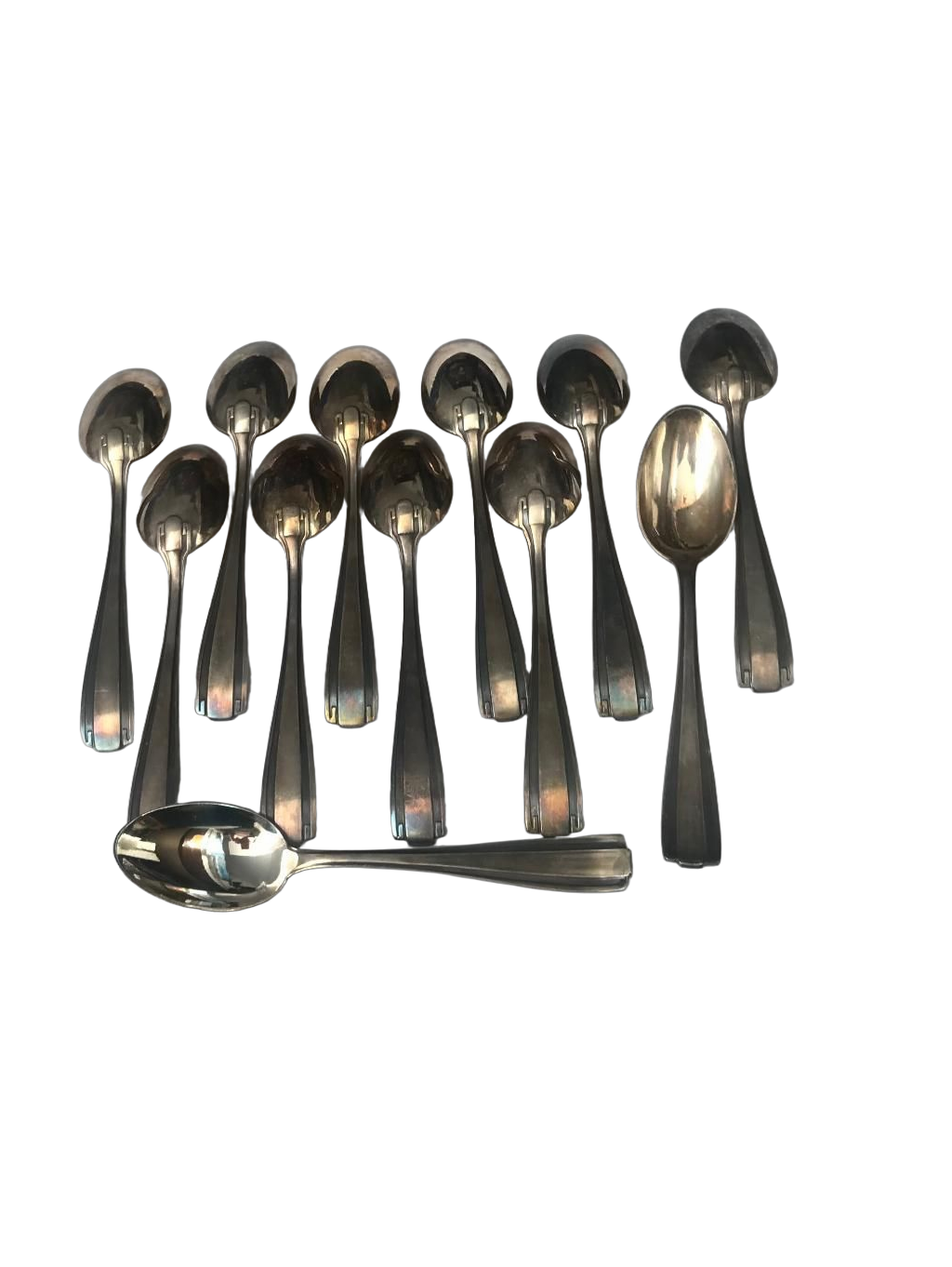 Art Deco French Silver-Plated Coffee Spoons, Set of Twelve - 5½" - Image 5