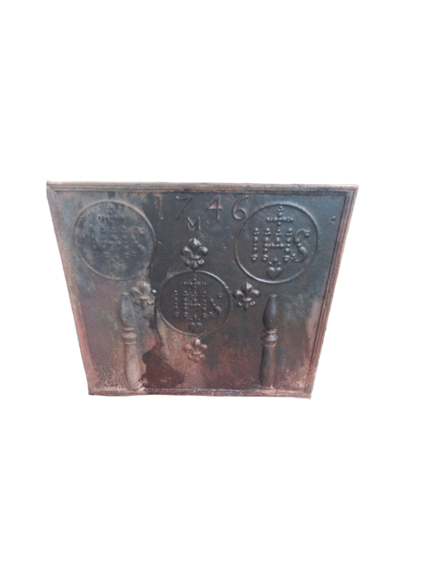 18th-Century French Baroque Cast Iron Fireback with Royal Insignia - 31½"