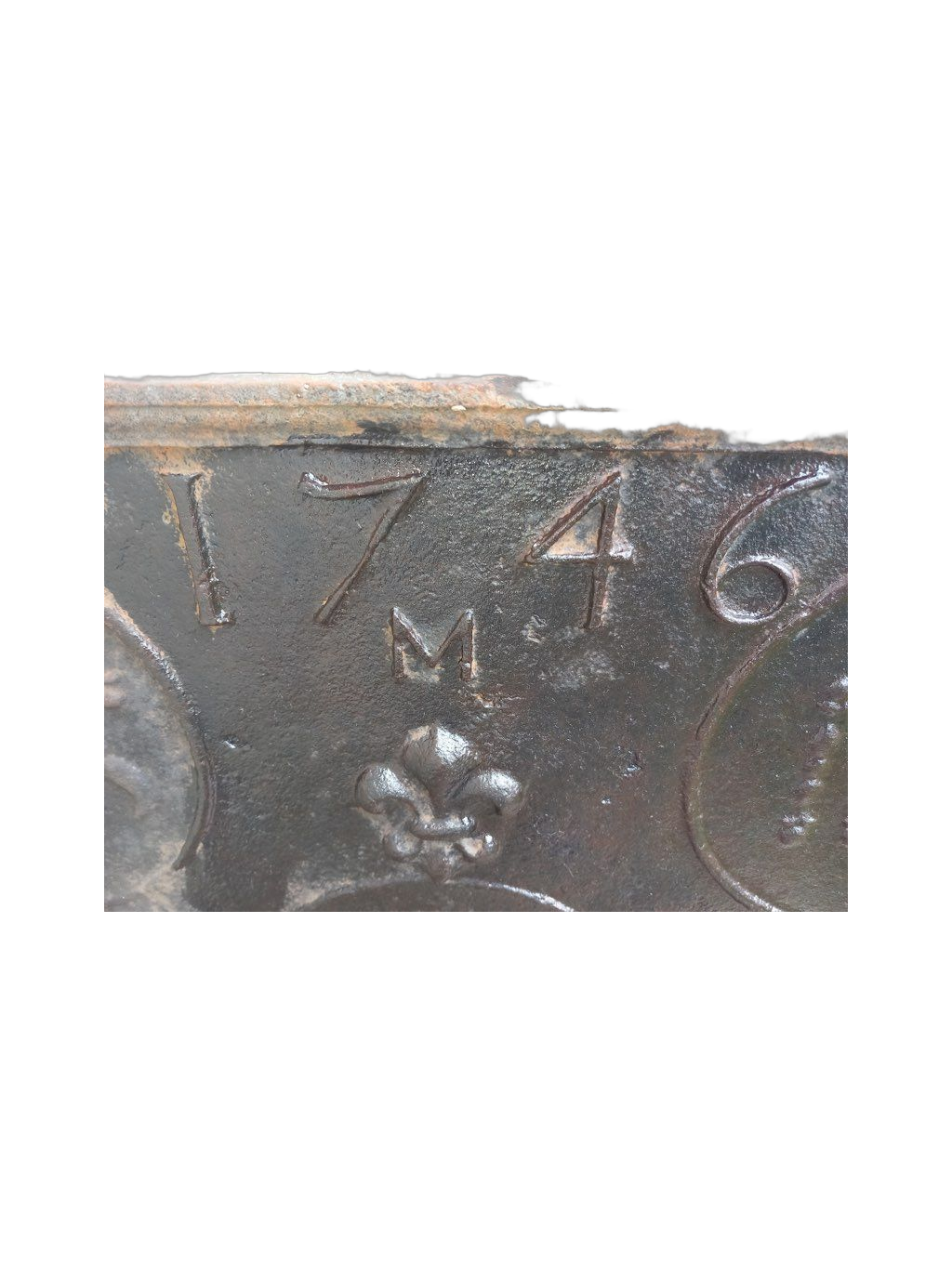 18th-Century French Baroque Cast Iron Fireback with Royal Insignia - 31½" - Image 4
