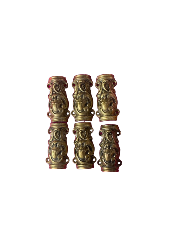 Set of 6 Antique French Crémone Bolt Guides – Rococo Style in Solid Brass