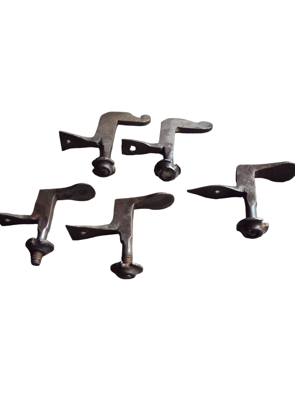 Early 20th-Century Industrial French Wrought Iron Crémone Latches - Set of Five