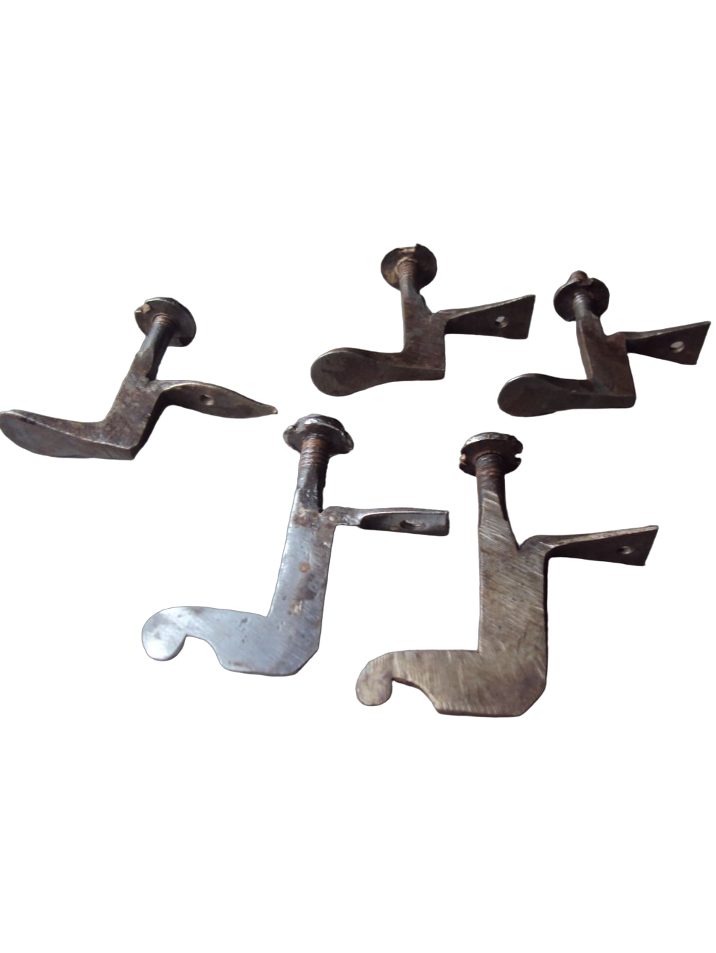 Early 20th-Century Industrial French Wrought Iron Crémone Latches - Set of Five - Image 3