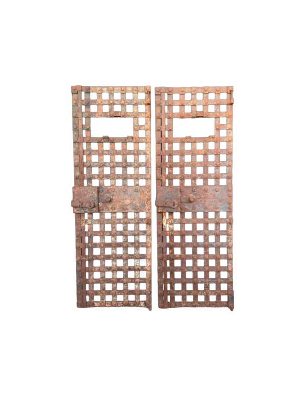 Authentic 19th-C. French Jail Cell Door - Riveted Forged Iron Grille - 73¾"