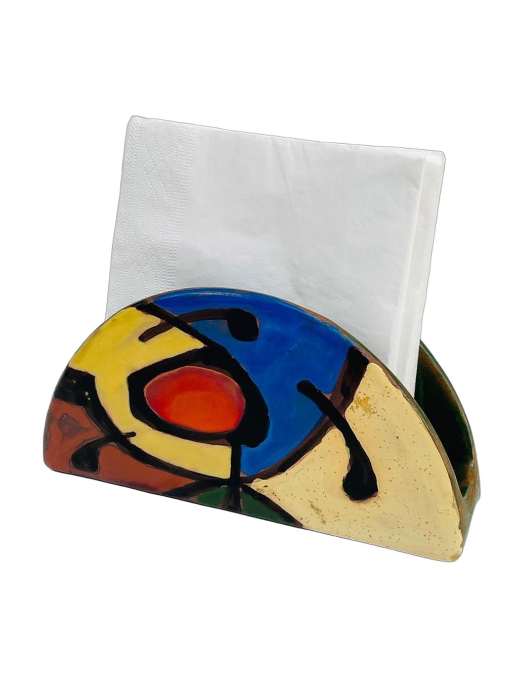 Mid-Century Modern Ceramic Napkin Holder by AZEMA - 5"