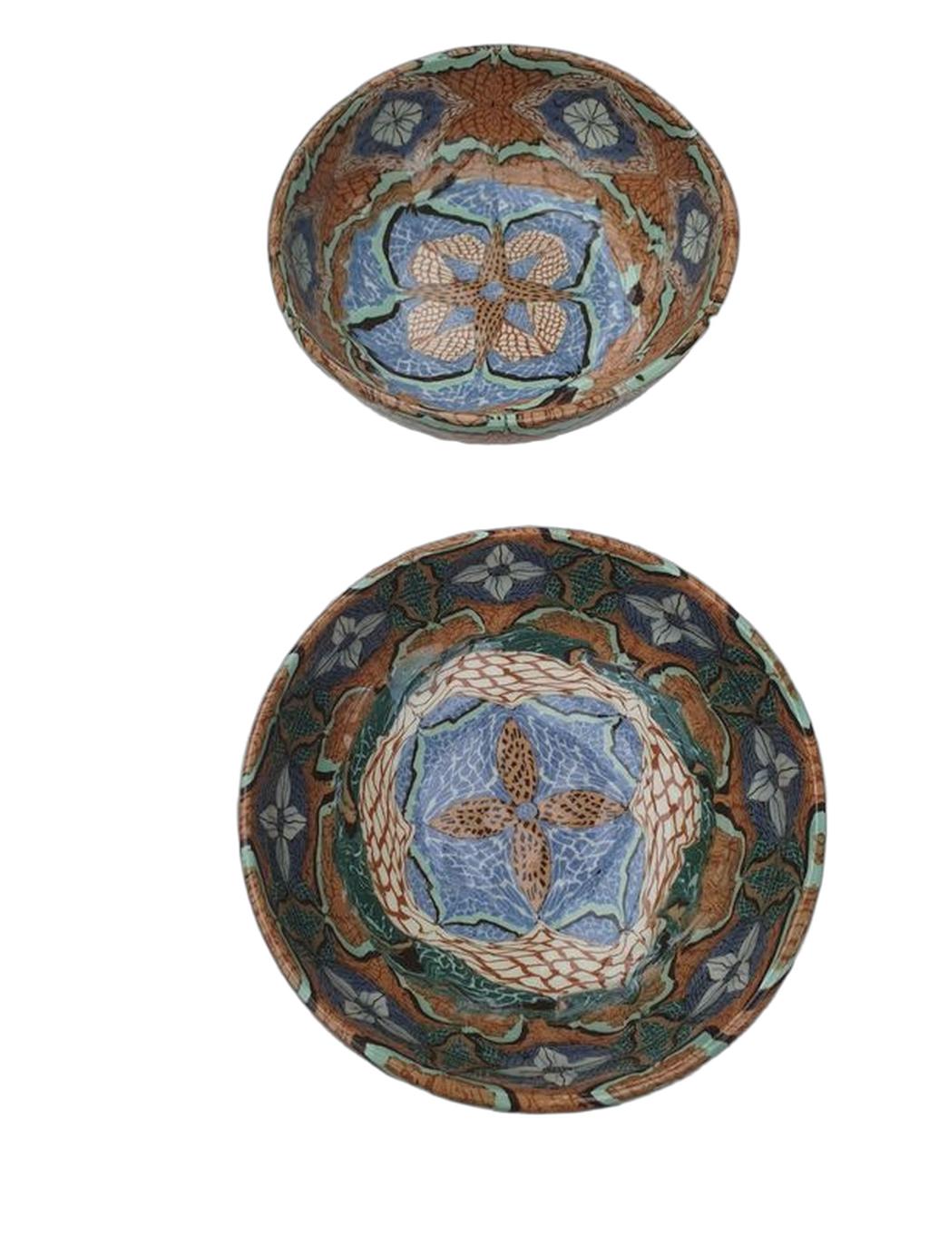 Set of 2 Vallauris Ceramic Mosaic Bowls - 5.1"