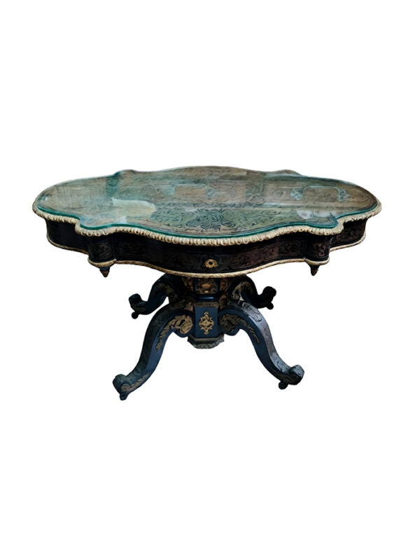 Napoléon III French Walnut Marquetry Table w/ Gilt Bronze Mounts – 50"