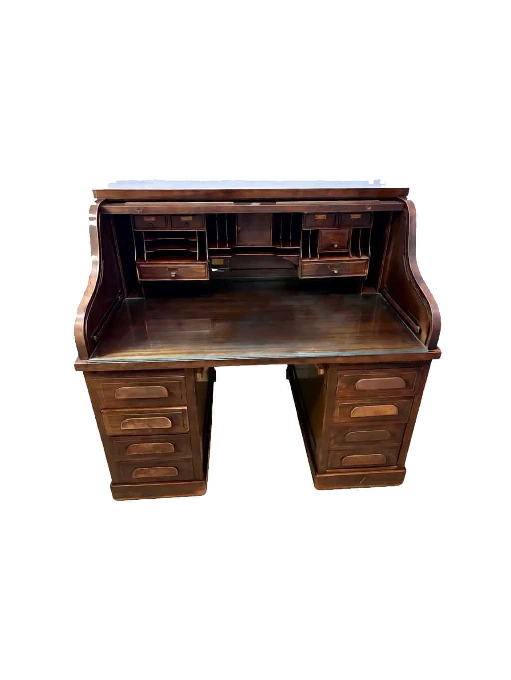 Late 19th/Early 20th Century American Oak Roll-Top Desk with Tambour